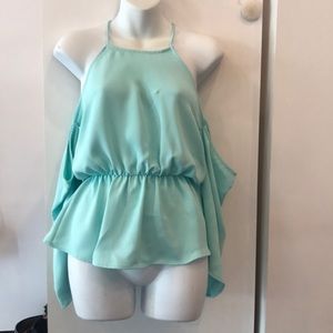Turquoise Cold Shoulder top